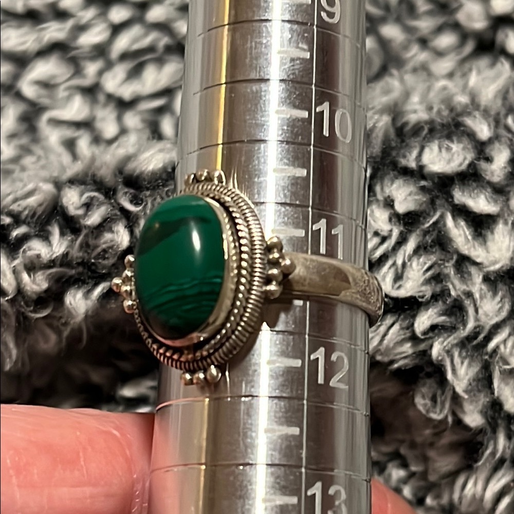 Malachite Sterling Silver Ring 11.5